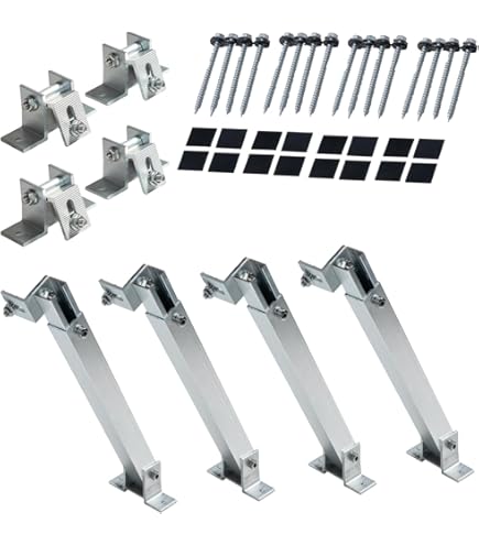 Zelsius Universele zonnepaneelhouderset met verstelbare hoek van 0 tot 90 graden, 71 cm, paneelhouder, aluminium montageset voor vier panelen, bevestigingsset, zonnepaneelbevestiging