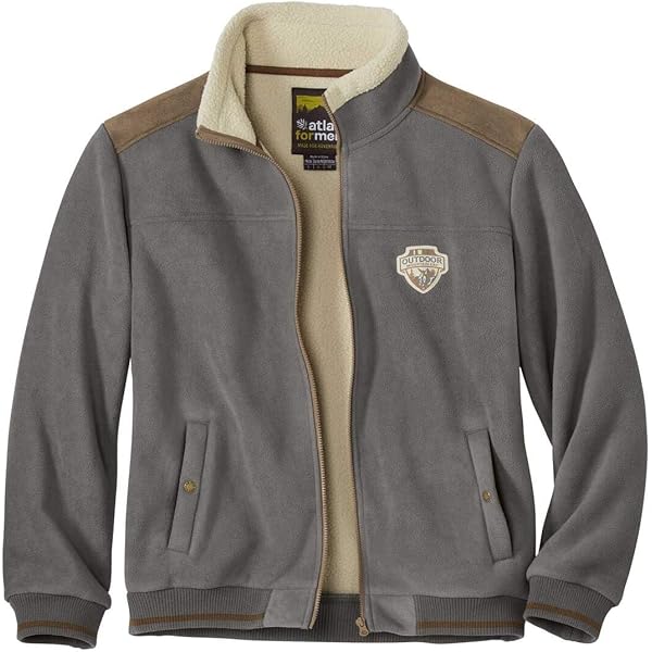 Stoffen Jack Met Voering ATLAS FOR MEN - Pilotenjack Met Suède-effect En Sherpavoering - Heren Suède Jas Met Bontkraag