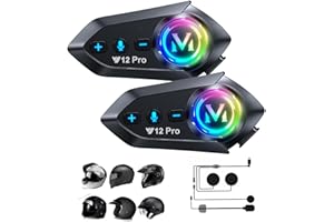 Xmenha Intercom Moto Duo Main Libre Oreillette Bluetooth Casque Suppression Bruit CVC Système d'Interphone Wireless 5.1 avec Radio IP65 Étanche Intercom-Moto-Interphone-Casque-Headset-2 Pack