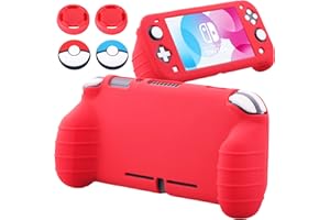 YoRHa Handle Grip Soft Silicone Rubber Protective Cover Case (Red) x 1 for Switch Lite - 9.2019 Slim Model