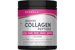 NeoCell Grassfed Collagen Peptides Powder Type 1 & 3 Unflavored 10g | Supports Healthy Hair & Skin & Nails & Joints & Easily Mixable | 7 Oz (200g)