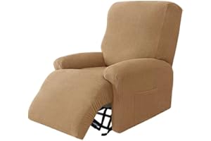 UYEOCO Jacquard Copripoltrona Relax Reclinabile Elettrica Fodera Per Poltrona 4-Pezzo 1 Posto Coprisedile Chivas Poltrona Reclinabile Relax Completo Elasticizzato Con Tasche Copertura Per Poltrona Reclinabil