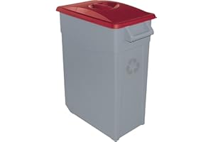 Contenedor de Residuos Zeus 65L Rojo con Tapa Cerrada y Ruedas – Plástico Resistente, Encajable, Asa Ergonómica, Ideal para Residuos Sanitarios y Colectividades | Denox