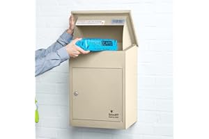 SMART PARCEL BOX Wall Mounted Smart Parcel Drop Box Cream for Secure Multiple Internet Deliveries of Large Delivery Packets Weatherproof Outdoor Delivery Box