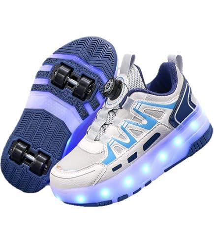 Mateju Chaussures à Roulettes Enfants Garçons Filles - Patins Rétractables 2 En 1, Baskets Mode Skateboard