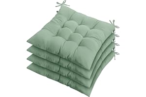 ZZZMRH Chair Cushions Pack of 4 Seat Pads for Dining, Garden Chairs - Tie On 9 Stitch Sage Indoor/Outdoor Comfortable Chair Pads