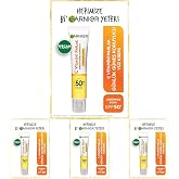 Garnier C Vitamini Parlak G&uuml;nl&uuml;k G&uuml;neş Koruyucu Fluid Y&uuml;z Kremi G&ouml;r&uuml;nmez Doku SPF50, 40 ml (4 paketi)