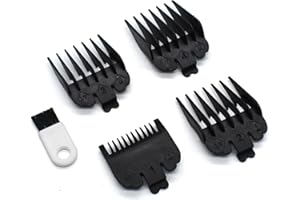 ZEROKIWI 4 Pieces Professional Black Nylon Replacement Attachment Cutting Guard Guides Combs, 3/6/10/13mm Compatible with Wahl Full-Sized Magic Clip Super Taper Senior 8148 1919 8504 Hair Clippers