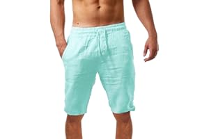 pvucpot Pantlaoncini Uomo Lino Pantaloni Corti Uomo Estivi Leggeri Pantaloncini Casual Tinta Untia Comodo S-3XL Ptantaloncini Soprtivi Uomo Ragazzo