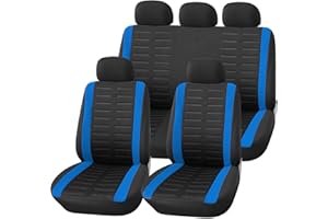 Upgrade4cars zestaw uniwersalnych pokrowców na siedzenia samochodowe, czarno-szare, z bocznymi otworami na poduszki powietrzne i dzieloną tylną kanapę, akcesoria samochodowe do wnętrza Universal B1 Schwarz Blau