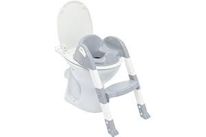 THERMOBABY - Réducteur WC Enfant - Kiddyloo - Astucieux, Ludique & Hygiénique - Pieds Réglables - Marche Antidérapante - Pliage Compact - À Partir De 18 Mois - Fabriqué En France - Gris Charme