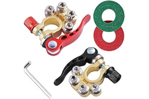 Greluma 2 Piezas Conectores de Abrazadera de Terminal de batería, Conector de terminales de batería de Coche Negativo Positivo de 4 vías, desconexión de liberación rápida para Postes SAE/JIS Tipo A