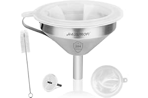 HAUSPROFI 5 Zoll Trichter aus Edelstahl und 200 Mesh Filter Jam Straining Set Sieb für die Übertragung von flüssigen Zutaten