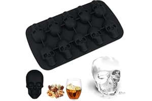 JINSION Eiswürfelform Silikon Totenkopf, 3D Totenkopf Silikon Eiswürfel, Totenkopf Schokoladenform Eiswürfelbeutel, Halloween Totenkopf Eiswürfel Form Backform, für Whiskey, Cocktail und Jedes Getränk