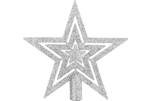 SULOLI Silber Glänzender Weihnachtsstern,Stern für die Weihnachtsbaum,glänzenden Christbaumspitzen Für weihnachtsbaumschmuck Party Dekoration