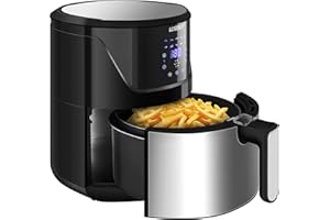 LLIVEKIT 5L Air Fryer, Family Size Hot Air Fryer 1400W Digital Touchscreen with 10 Presets, Removable Basket, Timer & Temperature Control for Oil Free & Low Fat Healthy Cooking