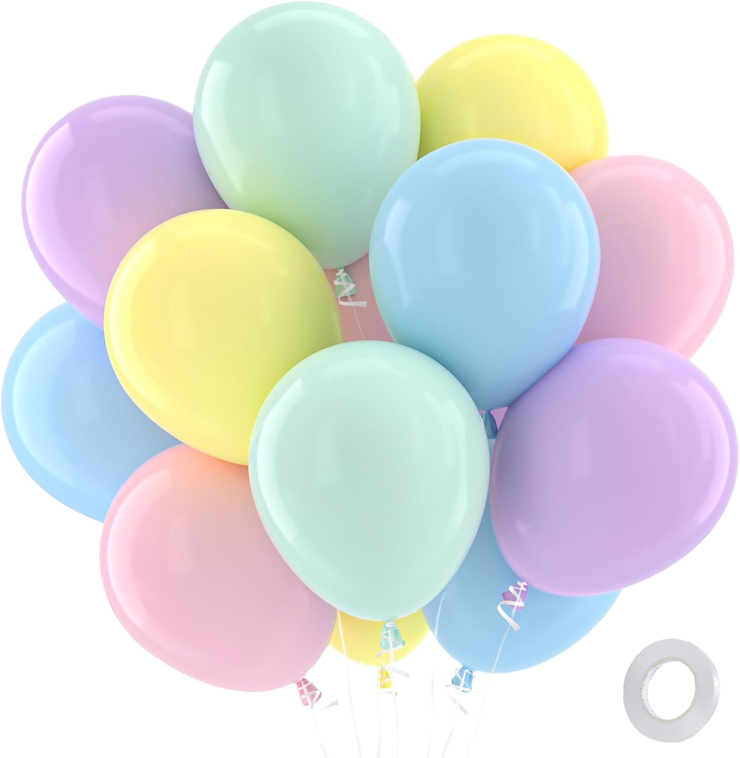 QIFU Pastel Balloons 100 Pack Party Latex Balloon - 12 Inch Rainbow Balloon Macaron Pink Yellow Purple Green Blue Balloons For Kids Girl Birthday Party Decorations Princess Engagement Baby Shower