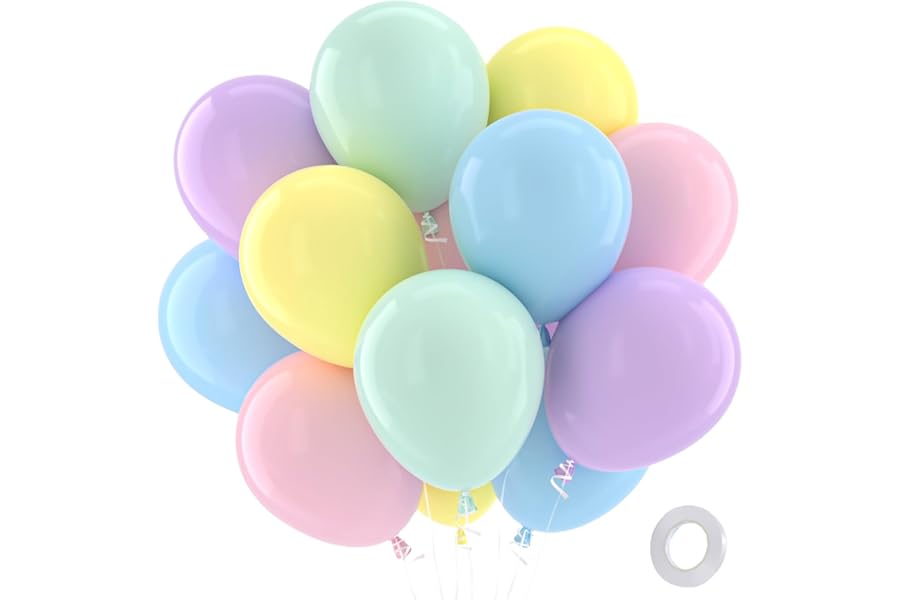 QIFU Pastel Balloons 100 Pack Party Latex Balloon - 12 Inch Rainbow Balloon Macaron Pink Yellow Purple Green Blue Balloons For Kids Girl Birthday Party Decorations Princess Engagement Baby Shower