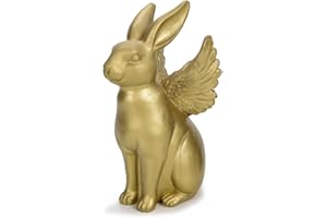 Bubble Store Osterhase mit Engelsflügeln, Hase Dekofigur aus Polyresin für Ostern, Osterdeko für Indoor und Outdoor geeignet (Gold)