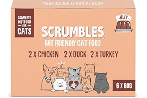 Scrumbles Wet Cat Jelly Meat Selection 6 x 80g, Packaging May Vary