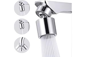 PENDEJATO 360° Pivotant Aérateur De Robinet Double Fonction, FM22/M24 Mousseur Robinet Economie Eau, Extension Robinet Filtre, Embout Robinet Cuisine Réglable Multifonctionnel Pulvérisateur