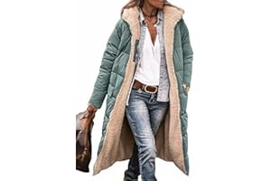 MorFansi Damen Wintermantel Reversibel Lange Ärmel Fleecejacke Outdoorjacke Steppjacke Kapuze Oberbekleidung