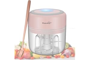 ‎BLUMWAY BlumWay 2 Stück Mini Zwiebelschneider, Elektrisch Zerkleinerer Küche Gemüsezerkleinerer Multizerkleinerer mit USB Wiederaufladbare Knoblauchschneider für Babynahrung Fleisch Knoblauch Obst 250 &100ML