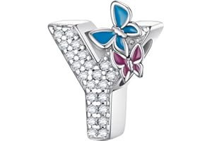 LNQOBU A-Z Abalorio Charms de Plata de Ley 925 con Letra Compatible con Pulsera Europeo Mujer Niña