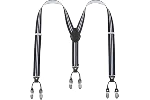 Lafayon Mens Braces 6 Clips Y-Back 3.5 cm Heavy Duty Adjustable Elastic Braces for Men Trousers with Strong Metal Clips and Gift Box