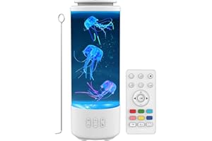 ‎BESTYIJO Jellyfish Lava Lamp, Jellyfish Lamp with 7 Colours and Remote Control, Bluetooth Jellyfish Lamp with 4 Light Modes, Aquarium Mood Light Decoration for Home, Office, Christmas, Birthday Gifts (White)