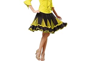 GROUPTAP Latin Curling Dance Performance Show Skirt red/Pink/Green wear for Womens Ballroom Tango cha cha Salsa Samba Rumba Dancing Dress