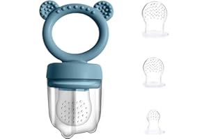 WeSweet Fruchtsauger Baby | BPA-freier Babybrei Einfrieren Behälter | Silikon Baby Obst Nahrung zum Befüllen mit Obst, Gemüse, Brei&Baby Essen-Muttermilch Mopsicle Holder für Baby 4+ (Blau)