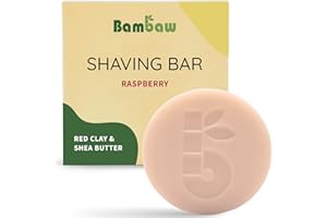 Bambaw Shaving bar for Women 80g, Red Clay & Shea Butter Shave Soap, Shaving Bar Women, Natural, Eco, Vegan, Exfoliating Shave Bar, Raspberry