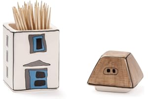 Egan - Soporte para Palillos de Dientes, cerámica esmaltada, Marfil, pequeño