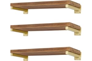 EZYDECOR 6 Pcs Heavy Duty Shelf Brackets 6 Inch Gold Brackets for Shelves Wall Mounted Industrial Metal Shelving Supports with Screws (150mm/6 Inch)