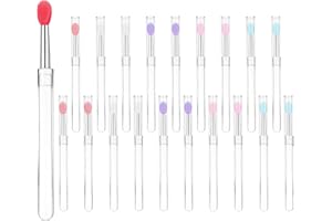 HJZHII 20 Pcs Silicone Lip Brushes, Reusable Balm Brushes with Cap Colorful Silicone Eyeshadow Applicators Concealer Brush Beauty Skin Care Tool Kits for Lipstick Gloss Cream