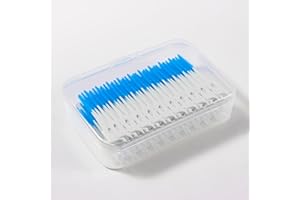 ANQFZQE Interdental Brushes, 200 Pieces Tooth Floss Picks Interdental Brush Flosser Sticks, Dual-Use Dental Floss Sticks, Silicone Tooth Floss Picks,Portable Oral Tooth Clean for Protecting Teeth(Blue)