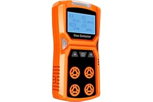 CHNADKS Gasdetektor Gasmessgerät, 4 Gasmelder H2S, O2, CO und LEL, 4 Gas-Monitor mit optischem, akustischem und Vibrationsalarm, Persönlicher Wiederaufladbarer Gasschnüffelalarm mit LCD