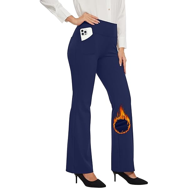 Libin Sport Thermische Flared Legging voor Dames 31 Cargo Thermische Broek Yogabroek Wandelbroek Waterafstotend Wintersportbroek Bootcut Broek met Zakken Zwart, XXL