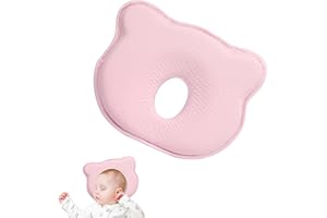 Wonjean Almohada para Bebés, Cojin Plagiocefalia 100% Espuma Viscoelástica Almohada Bebe Plagiocefalia Cuna Cojin Mimos Cuna para 0-12 Meses Recién Nacido Rosa