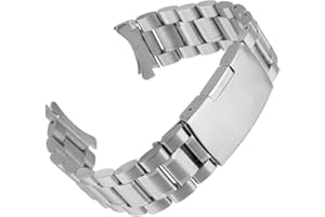 Beauty7 Unisex stal szlachetna pasek do zegarka srebrny ze składanym zapięciem krzywa długość regulowana z/bez narzędzi WBL0023BDb