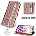 Produktbild Shinyzone iPhone XS Max 6.5 zoll Hülle Glitzer Brieftasche mit Reißverschluss,Glatt PU Ledertasche + Weiche TPU Innen Schale mit Kartenfächer und Handschlaufe,Magnetverschluss Standfunktion Flip Schutzhülle für iPhone XS Max 6.5 zoll-Roségold