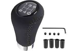 Xiciki Pommeau de Vitesse Universel 5 Vitesses avec 4 Adaptateurs, Pommeau de Levier de Vitesse 8mm 10mm 11mm 12mm Adaptateur spommeau vitesse pour Voiture avec Boîte de Vitesses - Noir