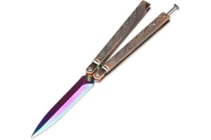 Ranstac Entrenador de Mariposas Cuchillo Balisong Mango Cuadrado sin Agujeros en Cuchilla CS/HDD27 (Cobre Vintage)