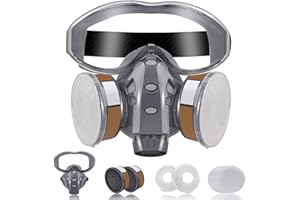 Facemoon Gas Mask,Respirator Mask,Safety Face Cover With 4 Replaceable Filter Cotton,For Painting, Welding, Agricultural Operations, Polishing, Chemical Laboratory, Petroleum, Mining