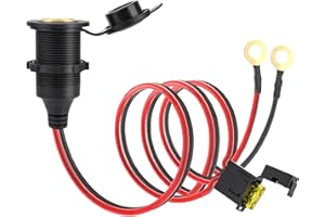 Dongge Prises Allume-Cigare puissance élevée Prise DC fixable Imperméable Marine Grade étanche pour Bateau Moto Voiture Câble de 2,5 mm² de 1 m Supporte un courant de 20 A 12 V/24 V CC