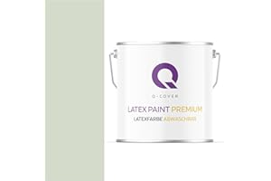 Q-COVER Voc Latex Paint, Washable, 5 L (approx. 35 m2), Light Olive Green Colour, Interior Paint, Wall Paint, Ceiling Paint, Class 2, Matte Paint for Allergy Sufferers, Abrasion-Resistant, Odourless,
