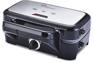 LITTLE BALANCE 8368 Speedn Mixt 1200, Gaufrier + Grill 2 en 1, 1 plaque Gaufres, 1 plaque Gril interchangeables, 1200 W, Inox, Noir