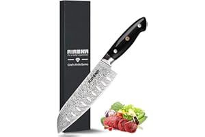 AIRENA Santoku Knife - 7" Japanese Style Kitchen Knife - X50CrMov15 German Steel Blade & Full Tang Ergonomic Pakkawood Handle - Best Value Ultra Sharp Cooking Chef Knife Giftbox