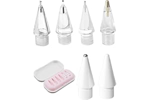 COALWOP 6 Pointes de Rechange pour Apple Pencil Embouts de Rechange Haute Sensibilité (2B/2H/3.0/Élastique/Bille Métallique/Balle) pour Apple Pencil Pro/1ère/2ème Génération avec Boîte de Range